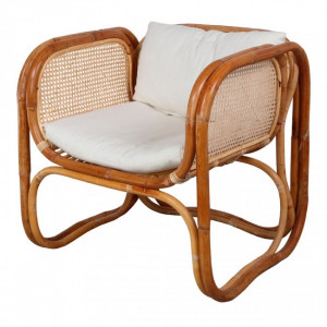 Fauteuil lounge avec accoudoirs - Fauteuil avec accoudoirs de type lounge en rotin naturel