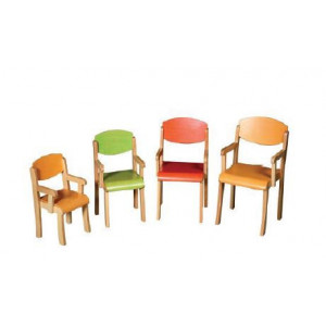 Fauteuil pour maternelle en bois - Tailles : 1 à 6 - Structure hêtre massif - plateau mélaminé - vérins plastiques