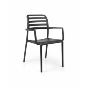  Fauteuil restaurant plastique COSTA - Hauteur d'assise : 46.5 cm - Structure : polypropylène - 7 coloris