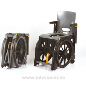 Fauteuil roulant pliable de douche et toilettes - Fauteuil à assise confortable et accoudoirs escamotables 