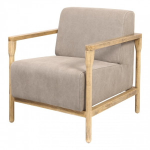 Fauteuil vintage en bois et tissu - Avec structure en bois et assise et dossier rembourrés et tapissés en tissu