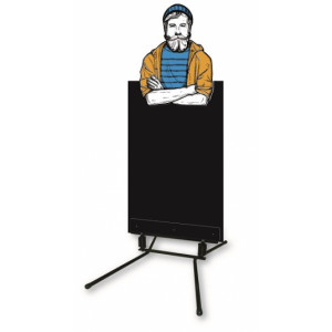 https://www.techni-contact.site/ressources/images/produits/merchandising/figurine-stop-trottoir-poissonnerie-gaston-31297569-1.jpg - Format : 60 x 148 cm - Matériau composite alu/PVC 6mm, laqué noir - Piètement mécano vissé sur ressorts 