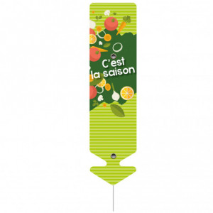 https://www.techni-contact.site/ressources/images/produits/merchandising/fleche-avec-pique-inox-c-est-la-saison-11119217-1.jpg - Format : 6 x 22 cm - Pique inox - Paquet de 10