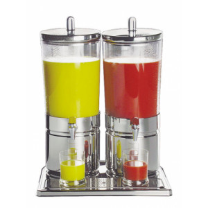 Fontaine jus de fruit double inox - Dimensions : 42 x 35 x 47 cm