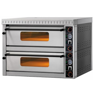 Four à pizza 2 chambres - Surface de cuisson en pierre réfractaire - Capacité : 2x4 Pizzas