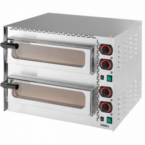 Four à pizza 2 foyers 400° C - Puissance : 3 400 W / 230 V - 2 chambres - Temp max : 400°C