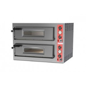 Four à pizza électrique 2 x 6 - Fours pizzas avec façade et portes en acier avec vitre  