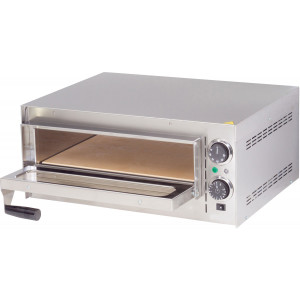 Four à pizza professionnel 1 chambre - Dim( L x P x H ) :  550 x  430 x 245 mm- Puissance : 2 000 W - Minuteur de 15 minutes