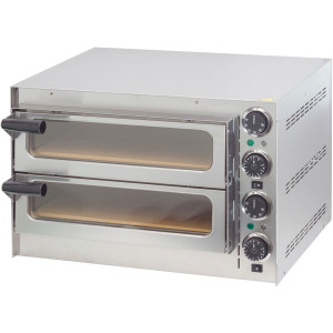 Four à pizza professionnel - - Minuteur de 15 minutes- Puissance : 2 700 W / 230 V- Dimensions( L x P x H )  : 550 x  430 x  379 mm