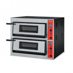 Four à pizzas professionnel à sole réfractaire - Puissance absorbée : 8400 W-2 chambres-T°cuisson : 50°C / 500°C
