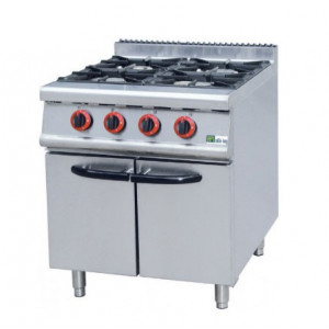 Fourneau à gaz 4 feux sur armoire - Fourneau de cuisson en inox, repose casserole en fonte