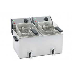 Friteuse double bac - Volume : 2 x 8 L - Rendement : jusqu'a 24 kg frite/heure