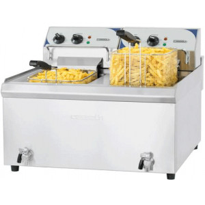 Friteuse professionnelle avec vidange - Puissance : 2 x 9 000 W / 400 V