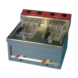 Friteuse professionnelle électrique 2 x 12 L max - Capacité : 2 x 9 / 2 x 12 L - Puissance : 2 x 6000 / 2 x 9000 W