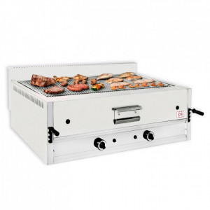 Grill à pierre de lave professionnel - Brûleurs : 2 - Débit calorifique : 17.5 - 26 KW