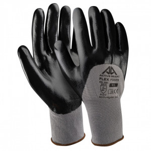 Gant de protection en nitrile noir  - Tailles : 9,10 (6, 7, 8, 11 sur commande )-  Matières du support : Polyester - Norme : EN388:2016 4121X - Conditionnement : 12 paires