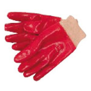 Gant enduit PVC rouge - Gants pour huiles et produits chimiques