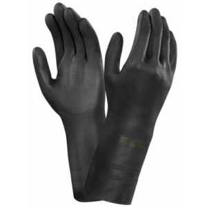 Gants de protection chimique néoprène noir - Tailles : 8 - 9 -10 - Matière : Néoprène, coton, caoutchouc