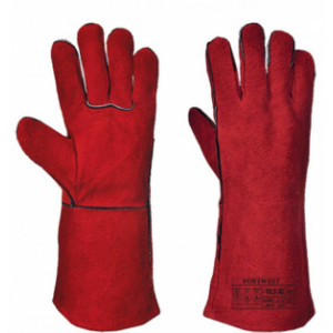Gants de soudure rouges (lot de 6) - Taille : 10 - Matière : Cuir bovin,coton