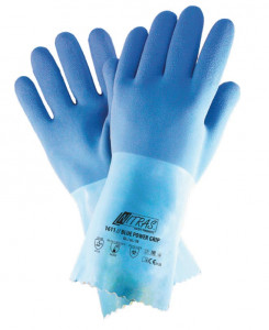 Gants de protection chimique latex (lot de 12 paires) - Latex sur coton tricot - Tailles 8, 10 - EN 388 / EN ISO 374