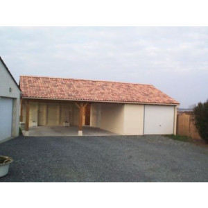 Garage avec préau en béton - Abri auto