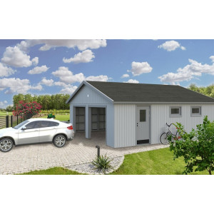 https://www.techni-contact.site/ressources/images/produits/merchandising/garage-de-jardin-en-bois-46139724-1.jpg - Dimensions au Sol : 6,65 x 7,39 m