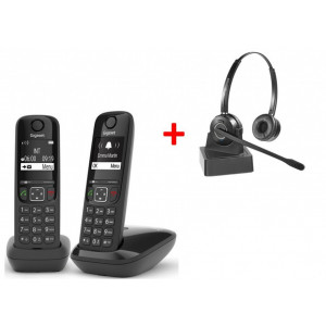 Gigaset AS690 DECT Duo +Casque Duo - Téléphone Sans Fil + Casque Téléphonique - SIAS690DHW15-Gigaset

