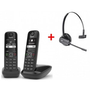 Gigaset AS690 Duo DECT +Plantronics C565 - Téléphone Sans Fil + Casque Téléphonique - SIAS690DC565-Gigaset

