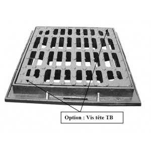 Grille caniveau avec cadre plate E 600 - Classe : E 600 - Encombrement : de 510 x 510 à 890 x 890 mm