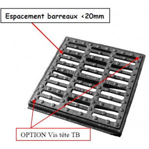 Grille caniveau plate à cadre C 250 - Classe C 250 - PMR