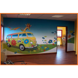 Habillage mural personnalisé salle de classe - Toile tendue personnalisée pour professionnels et particuliers