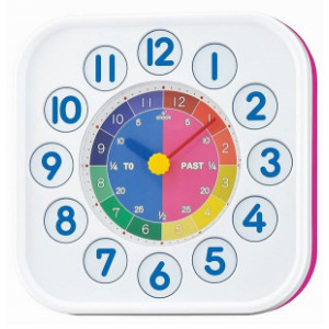 Horloge enfant - Cadran coloré - format carré