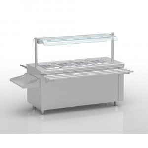 Îlot central avec bain-marie sec - Inox - Température :  30°/ 90°C - de 4 à 6 GN 1/1