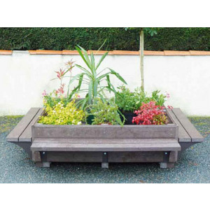 Jardinière avec bancs - Hauteur (cm) : 25 (Assise) - 48 (Bacs de plantations)