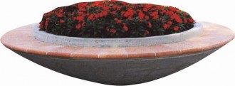 Jardinière en béton et terre cuite - Dimensions : Ø 180 cm x H 60 cm / Ø 250 x H 60 cm