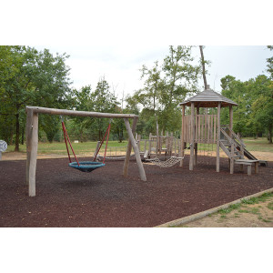 Jeux enfants extérieurs - Ensemble harmonieux en bois de robinier