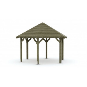 Kiosque de jardin bois - Diamètre : Ø de 3 à 8 m - Dim: H 220 / 320 cm