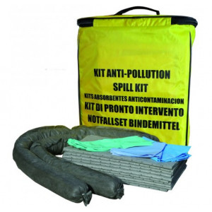 Kit absorbant anti pollution - Capacité d'absorption 20 L - Sac en nylon avec fermeture éclair