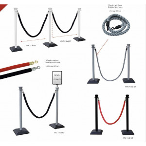 Kit poteaux PVC et cordons - Longueur cordon : 2 m
