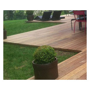 Lame de terrasse en bois exotique Cumaru - Dimensions : 21 x 145 mm