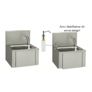 Lave-avant-bras - Inox AISI 304L - Cuve rectangulaire - Avec  prémélangeur eau chaude / froide - Dimensions (L x l x H) mm : 460 x 380 x 524