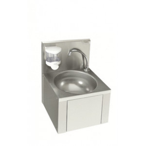 Lave-mains avec dosseret - Matière : Inox - Dim ( L x l x H ) : 384 x 353 x 524 mm