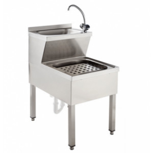 Lave-mains avec vide-seau - - Matière : Inox - Dim ( L x l x H ) : 500 x 600 x 900 mm- Profondeur : 600-700 mm