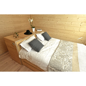 Lit double a rangement en bois naturel - Dimensions : 1600 x 2000 mm