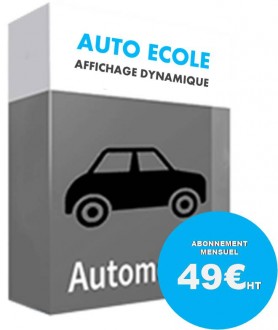 Logiciel affichage dynamique auto moto école - Accès à notre bibliothèque de mise en page à votre métier