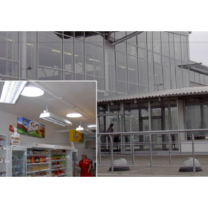 Lumière naturelle pour surface commerciale - Conduit de lumière pour toitures inclinées avec soffite - Diamètre 76cm