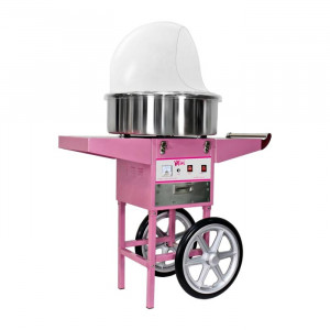 Machine à barbe à papa avec chariot - En inox / Diamètre cuve : Ø 52 cm / Puissance : 1200 Watts