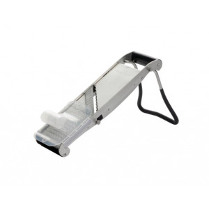 https://www.techni-contact.site/ressources/images/produits/merchandising/mandoline-professionnelle-avec-poussoir-en-inox-39812924-1.jpg - Matière(s) : Acier inoxydable - Largeur de coupe : 95 mm