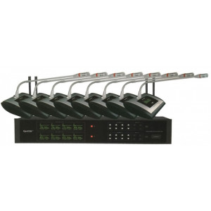 Matériel de sonorisation conférence 8 postes sans fil - Récepteur HF 8 canaux et 8 postes microphones UHF