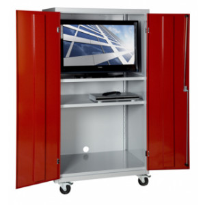 Meuble audiovisuel de classe - Portes battantes - Fermeture par serrure - sur roulettes